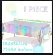 1 Pack Iridescent Shiny Plastic Party Tablecloth Disposable Rectangle Table