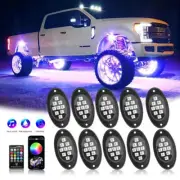 4PC RGB LED Pods Rock Light Kit Underbody Glow Neon Lamp Bluetooth Music Control