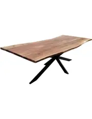 Lantana Dining Table 240cm Live Edge Solid Acacia Timber Wood Metal Leg -Natural