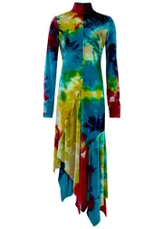Marques' Almeida Tie-dye Velvet Midi Dress - Multicoloured - 10 (UK10 / S) 10 (UK10 / S)