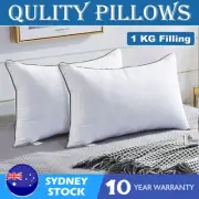 2PCS Hotel Pillows Cotton 1KG Fill Bamboo Family Deep Sleep Standard Queen King