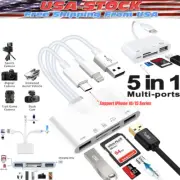 5 in 1 USB SD TF Card Reader Camera Adapter For iPhone 16 15 14 13 12 11 Pro Max