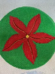 Hand painted Needlepoint Canvas,Zweigart 18 mono Poinsettia Flower Christmas