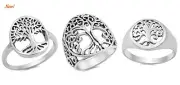 Sterling Silver 925 PRETTY "TREE OF LIFE" DESIGN SILVER BAND RINGS SIZES 5-10**