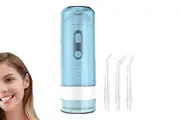 Portable Cordless Water Flosser USB Rechargeable Oral Irrigator 4 Nozzles-Blue