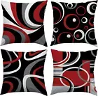 Red and Black Throw Pillow Covers 18X18 Set of 4,Grey Modern Abstract