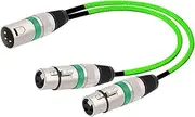 ROBAUN Balanced XLR Y Splitter Cable Color Weaving Microphone Cord-3Pin 1 Male to 2 Female XLR Y Cable 0.3 0.5M(Green,0.5m)