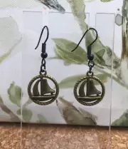1.5” Bronze-tone Earring Nautical Anchor Dangle Drop Hook New Free Ship 4257