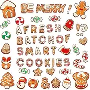 54Pcs Christmas Bulletin Board Decorations for Classroom Christmas Bulletin Board Cut-Outs for Kids Candy Gingerbread Christmas Bulletin Decor for Classroom School Window Christmas Activities