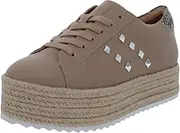 [Steve Madden] Womens Elodie Studded Flatforms Oxfords Tan 9.5 Medium (B,M)