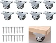 Fabselection Furniture Wheels, 8Pcs 1 Inch Low Profile Rubber Non Swivel Silent Ball Bearing Furniture Caster Wheels,Load Bearing Silent Soft Rubber Drawer Wheels Wear-Resistant Plate Furniture Wheels