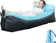 Inflatable Lounger Air Sofa - Portable Foldable Camping Inflatable Bed, Lazy Lounger Sofa Air Couch, Blow Up Camping Sun Lounger for Outdoor, Backyard Pool - Blue