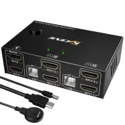 HDMI KVM Switch 2 Monitors 2 Computers 4K@60Hz,Camgeet Dual Monitor KVM Switch