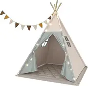 Teepee Tent for Children, Washable Children's Tent with Padded Blanket, Fairy Lights, Carry Bag, Canvas Play Tent for Girls and Boys