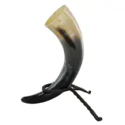 Medieval Viking Norse Liquid Courage Ale Mead Drinking Horn with Iron Rack