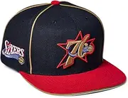 Mitchell & Ness Philadelphia 76ers Pipe Snapback Cap, Adjustable Hat Black Red, Black Red, One Size