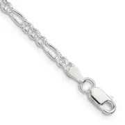7 Inch Sterling Silver 3mm Pav Flat Figaro Chain