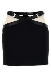 DAVID KOMA 'Cross Waist Band Net Insert' Skirt