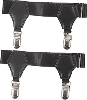 [HORIALENCE] 2Pcs Unisex Sock Clamp Garter Strap Non Slip Sock Stay for Men Comfortable Sock Keeper Dual Head Design Easy to Use for Everyday Wear Black