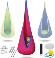 Visuivit Kids Pod Swing Seat, Cotton Child Chair with Inflatable Pillow, Sensory