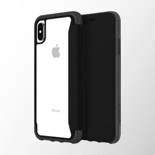 【Griffin】Survivor Clear Wallet for iPhone Xs Max 黑色側翻透黑背蓋防摔皮套