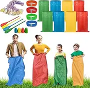 succulentlovers Potato Sack Race Bags - Outdoor Games Sack Race Bags, 3-Legged Race Bands, Egg Spoon Relay Race, Plastic Medals, Carnival Outdoor Lawn Party Games for Kids, Adults & Family