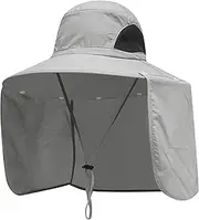 [YOLIURCH] Sun Blocker Hats Outdoor Sun Protection Fishing Cap with Neck Flap Large Brim Outdoor Hat
