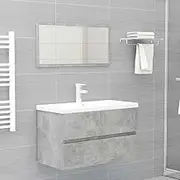 2 Piece Bathroom Furniture Set Concrete Grey Engineered Wood,Stylish Bathroom Vanity Set with Mirror and Sink Cabinet for Ample Storage and Contemporary Decor Bathroom Furniture