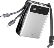 ZLOS Power Bank, 65W 20000mAh High-Speed Laptop Portable Charger with Built-in Cables, USB-C Fast Charging Powerbank, Battery Charger for iPhone 15, iPad, MacBook, AirPods, Steam Deck, and More.