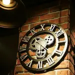 復古時鐘 工業風時鐘 復古風 歐式復古風鏤空齒輪掛鐘時鐘 羅馬數字工業風壁鐘 裝飾時鐘 個性風創意時鐘