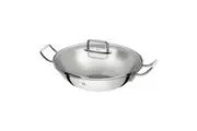 Zwilling Stainless Steel Wok 2 Side Handles Cooking Pan w Glass Lid Silver