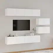 White TV Stand Table Set, Entertainment Center Media Cabinet for Living Room, Bedroom Storage - Engineered Wood, Modern Style Cabinets