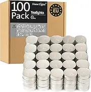 Tealight Candles - 4 Hours - Giant 100,200,300 Bulk Packs - White Unscented European Smokeless Tea Lights for Shabbat, Weddings, Christmas, Home Decorative- 100 Pack