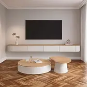 White tv Stand Cabinet，Floating tv Unit，Wall Mounted tv Unit with Doors in tv Wall Unit，Entertainment Storage TV Console for Living Room and Office