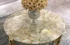 Natural White Quartz Agate Round Table, Agate Stone Table, Agate Side Table Deco