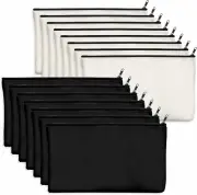 15 Pack Blank Cotton Canvas DIY Craft Zipper Bags Pouches Pencil Case for Mak...
