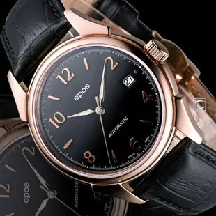 EPOS 愛寶時 錶 經典復古自動機械腕錶(3372.132.24.35.25FB)-38mm-黑面皮革【刷卡回饋 分期0利率】【跨店APP下單最高20%點數回饋】