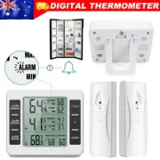 2 Sensors Wireless Digital Freezer Alarm Thermometer Fridge Home Indoor Outdoor