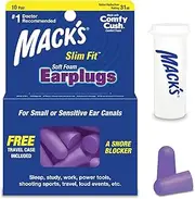 Mack's Slim Fit Soft Foam Earplugs, 10 Pair - Small Ear Plugs for Sleeping, Snoring, Traveling, Concerts, Shooting Sports and Power Tools