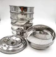 304 Stainless Steel Lab Sieves Size 7 inch Economy Set of 7 Includes LID and PAN