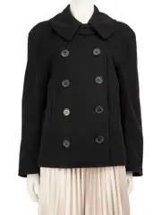 Black Double Breasted Wool Coat