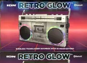 ION Audio Retro Glow Boombox AM/FM Radio Bluetooth Cassette Player, LED Lights
