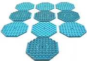 Lego 10 New Medium Azure Plates Modified 10 x 10 Stud Octagonal with Hole Pieces