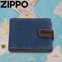 在飛比找PChome24h購物優惠-ZIPPO 丹寧藍棕色雙折鈕扣皮夾