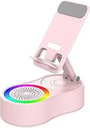 Induction Speaker - Travels Speaker with Charger | Anti-Slip Base Adjustable Cell Phone Holder with Ambient LED Light for Home Travel