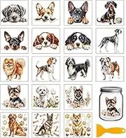 GLOBLELAND 18 Sheets Cute Dog Transfer Stickers 18 Inch Puppy Coloured Transfer Decal for Furniture Vase Glass Craft Decorations