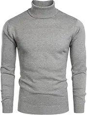[HOOD CREW] Men’s Turtle Neck Jumper Ribbed High Neck Sweater Knitwear Slim Fit Pullover