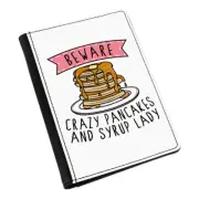 Beware Crazy Pancakes And Syrup Lady Passport Holder Cover Case Funny Breakfast