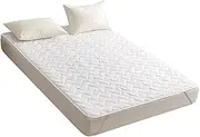 Baxnore Quilted Mattress Topper, 120 x 200 cm Slip Resistant Bed Pad, Soy Fiber Filling for Sleeping Supporting Protecting (White)