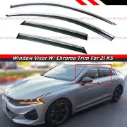 FOR 2021-2024 KIA K5 CHROME TRIM WINDOW VISOR RAIN GUARD DEFLECTOR W/ CLIPS